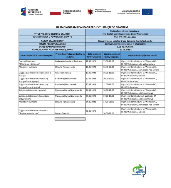 HARMONOGRAM REALIZACJI PROJEKTU — zdjęcie 1